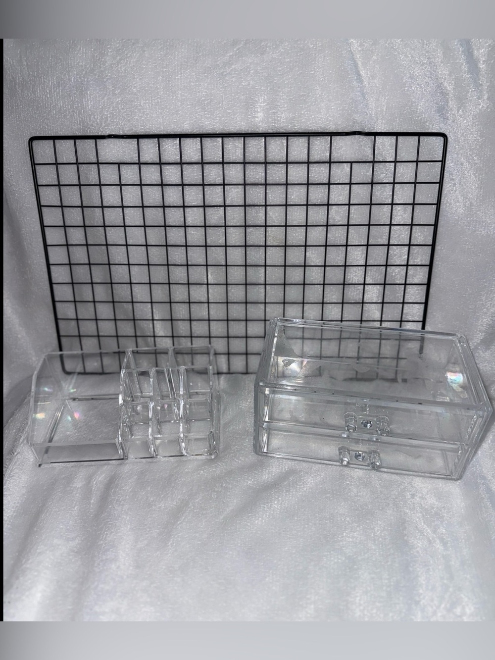 Clear Acrylic Makeup Organizer Set - Transparent Vanity Storage